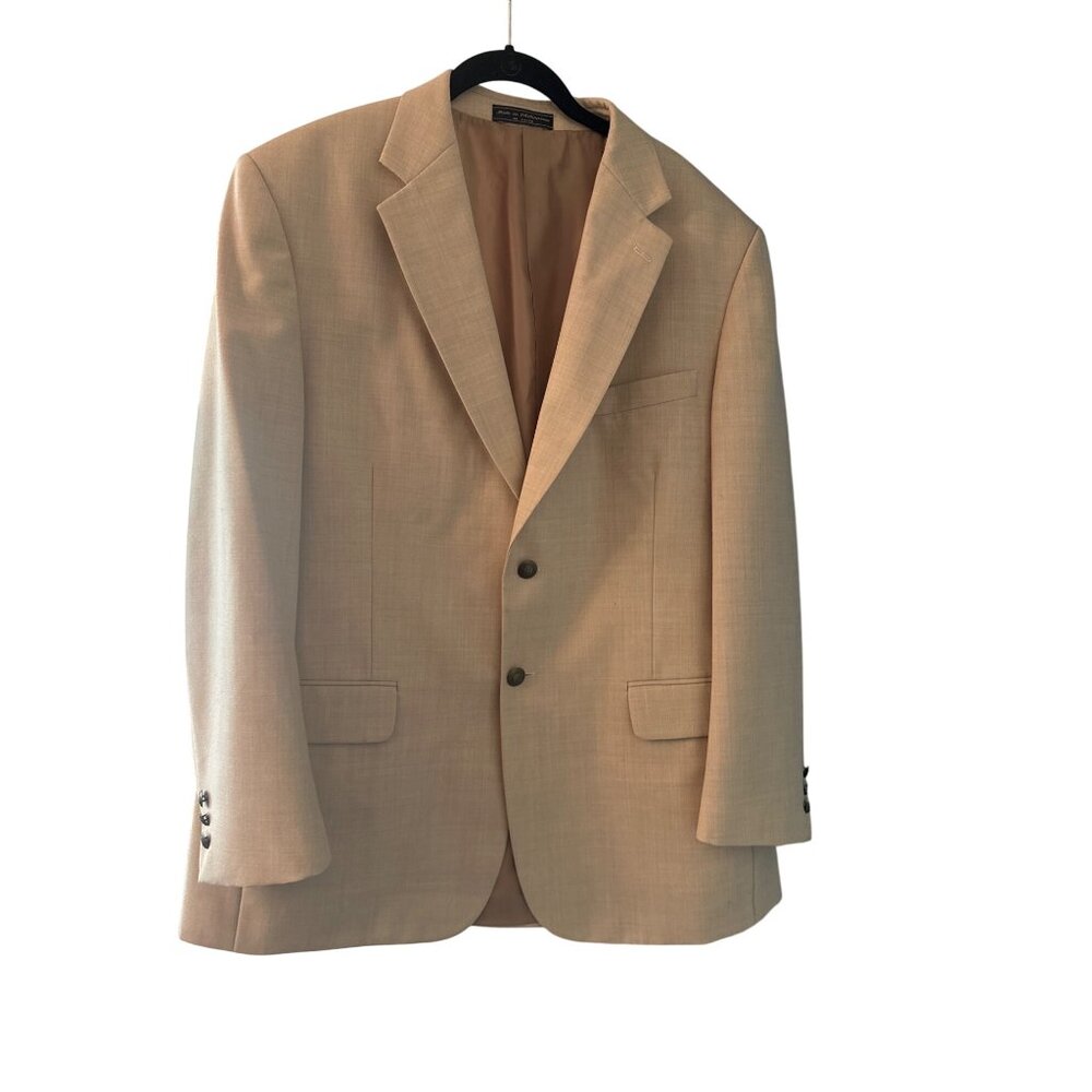 Haspel Mens Beige Blazer Jacket 40R Summer weight Wool Blend